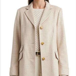 NWT Ralph Lauren Sb Reefer Cream Beige wool blend Coat Beige Cream Size 4 Small